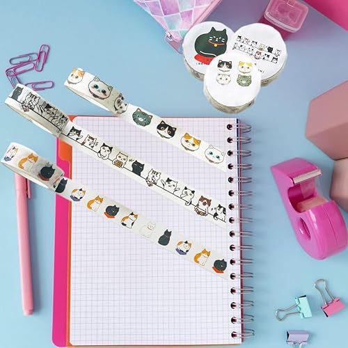 Miniatura 5 de Cat Washi - Juego de cinta washi de 0.591 in de ancho, cinta washi de ancho de 16 pies de largorollo, suministros para álbumes de recortes,