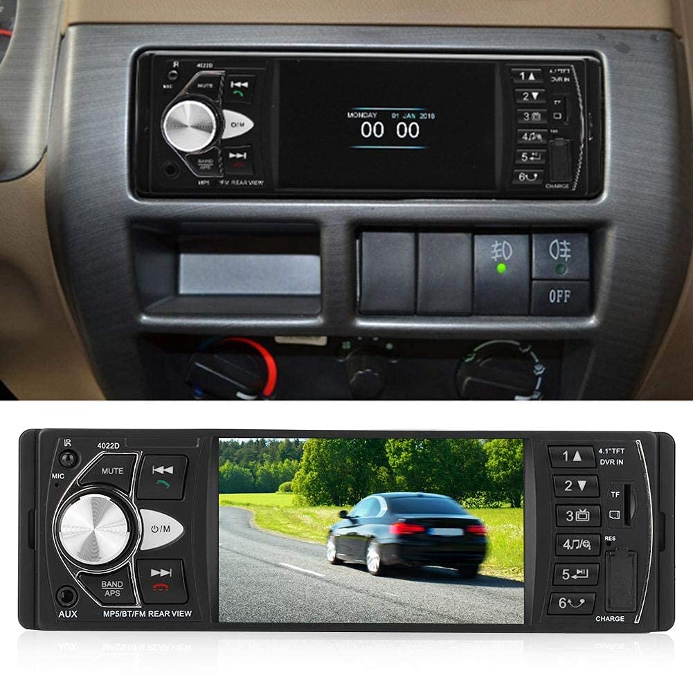 Jugador mp5-Qiilu Radio de Coche de 4.1 Pulgadas con Bluetooth, Reproductor Multimedia MP5 Manos Libres, Pantalla táctil capacitiva, micrófono Integrado Compatible con BT TF USB FM