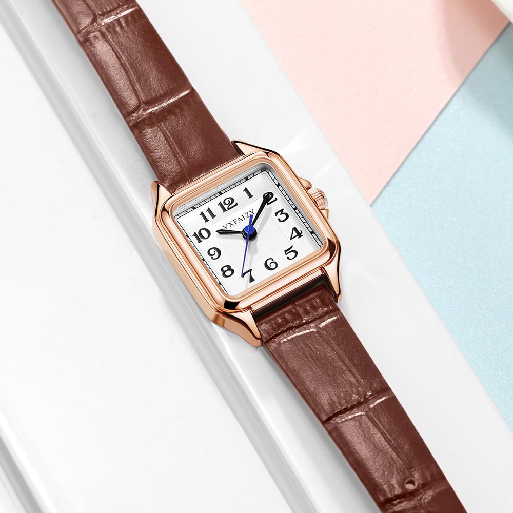 Orologio Da Donna Quadrato Delicato Con Numeri Arabi Facili Da Leggere, Orologio Da Vestito Da Donna