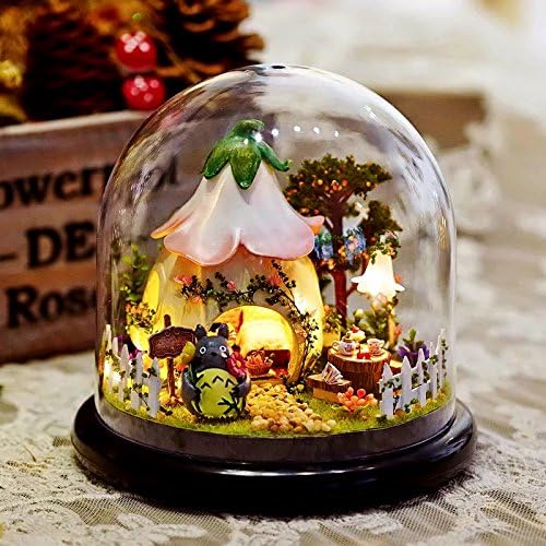 lemogo DIY Assembled Mini Miniature Scene Plastic Cover Green Garden LED Light & Music box