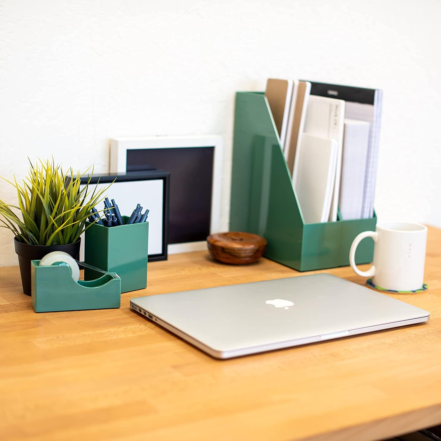 Alfion Desk Adhesive Tape Dispenser | Small Refillable Dispenser for Office, Home, or School (Sage Green) : Office Products