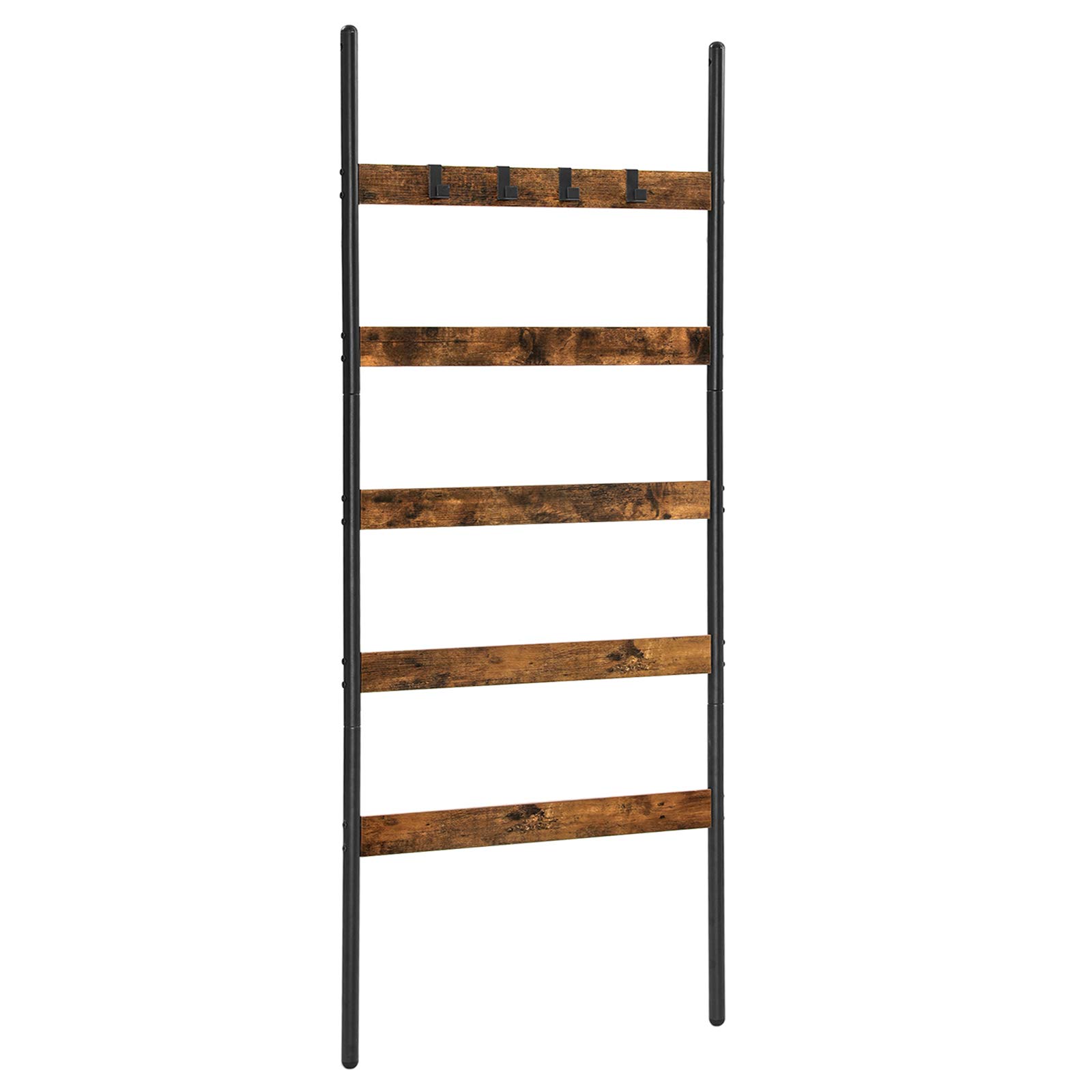VASAGLE Blanket Ladder, 5Tier Ladder Shelf, WallLeaning Rack, Steel