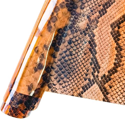 Miniatura 2 de JINR - Hojas de vinilo de cuero transparente de serpiente, hojas de tela de piel sintética impermeable, 1 rollo de 12 x 48 pulgadas, perfectas para