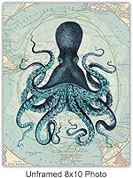 Vista 3 de Yellowbird Art & Design Nautical Decor - Beach Wall Art - Coastal Wall Decor - Ocean Wall Decor - Ocean octopus Wall Art - Sea Wall Art - Rustic