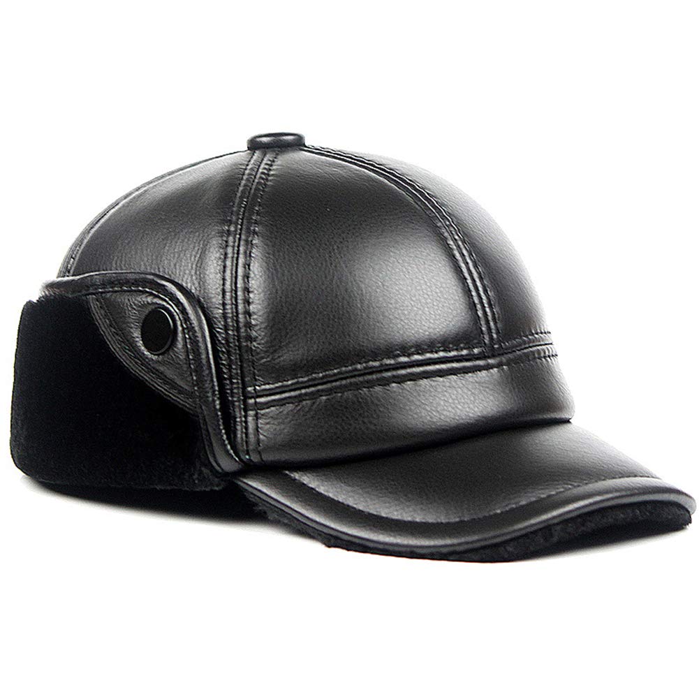 Uomo Cappellini da Baseball in Pelle Caldo Faux Pelliccia Cappello da Baseball Inverno Berretto con Paraorecchie per Padre Nonno