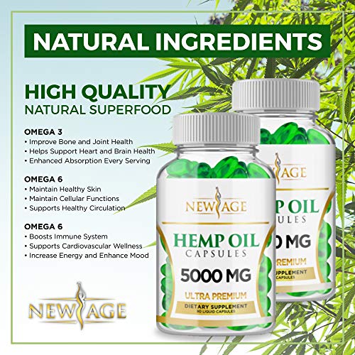 Hemp Oil Capsules Pills - 2 Pack - 5000 Hemp Oil Capsules - Made in The USA - Maximum Value - Rich in Omega 3,6,& 9 - Image 4