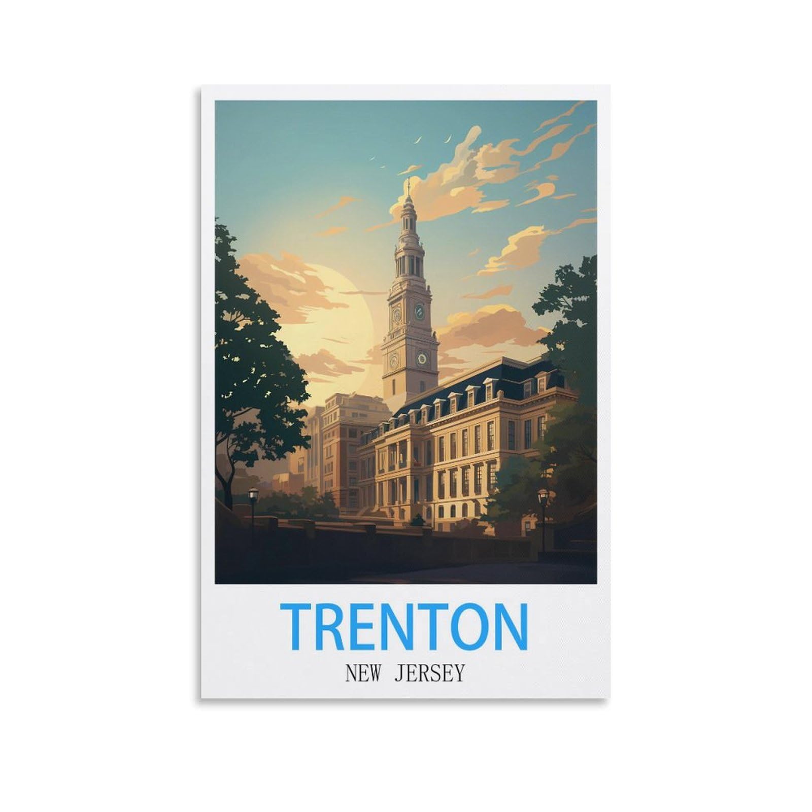 Vintage Metal Tin Sign Funny,Trenton New Jerseys,Travel Tin Signs Metal Poster Wall Decor Office Cafe Bathroom Badroom 30x30cm
