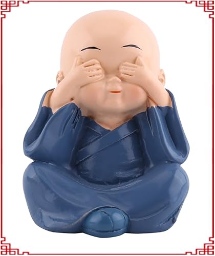 Miniatura 6 de 4 figuras de monjes, lindos monjes sabios de Kongfu para decoración interior de automóvil, decoración de resina, adorno de resina, no escucha el