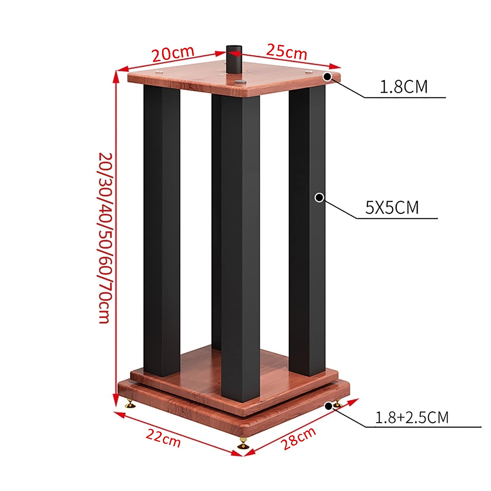 BTZHY Speaker Stands,2 Pack Bookshelf Metal Steel Frame Support, Holds Satellite and Small Bookshelf Speakers