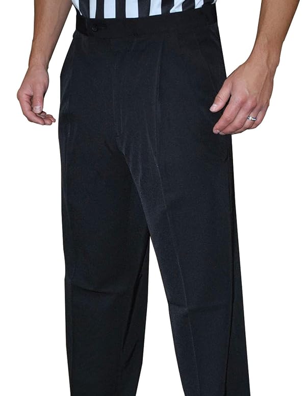 Smitty Men's Basketball Premium 4-Way Stretch Flat Front Tapered FIT Officials Pants - Slash Pockets (Black, 28) by Smitty Officials Apparel - Used condition - US$23.55