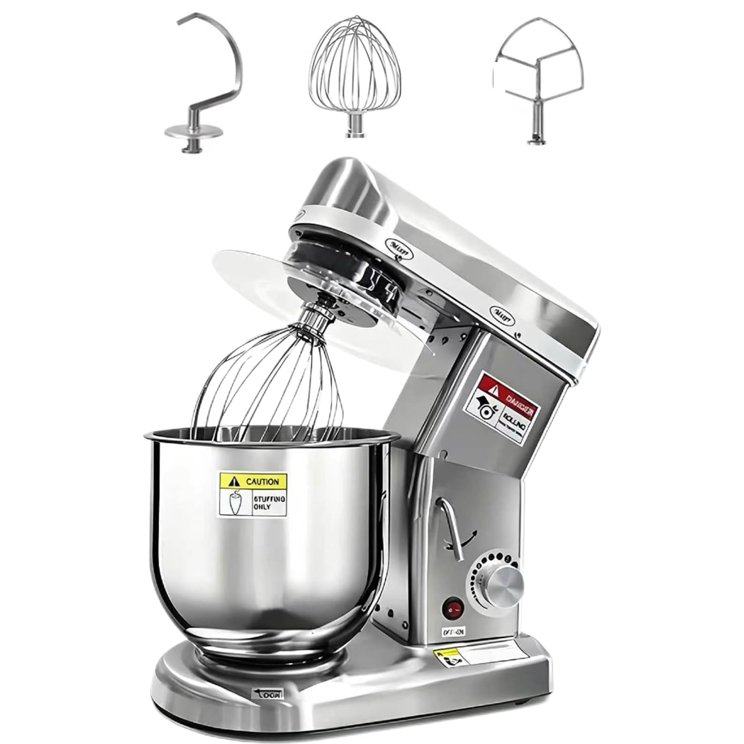 Impastatrice Elettrica Professionale Silver-5L | 5L/7L/10L Frullatore Multifunzione per Pizza E Panetteria,Impastatrice Elettrica a 3 Velocità per Pasticceria,Pizzeria