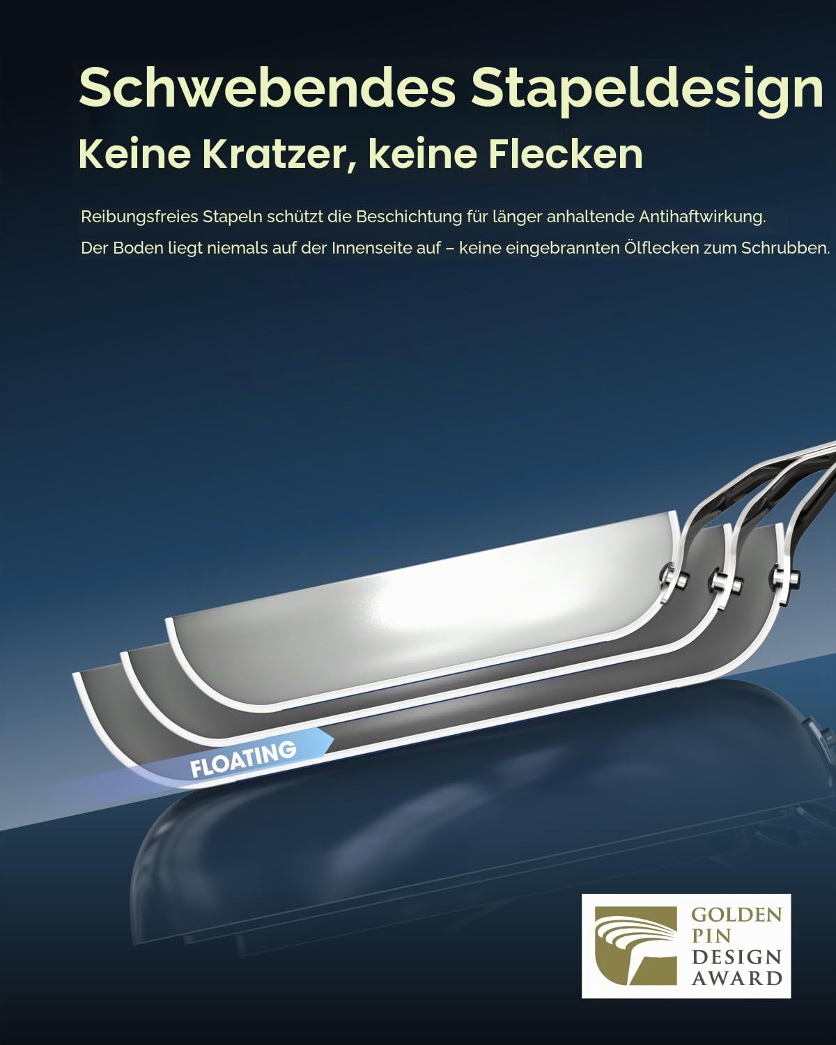 Antihaft-Pfannenset Induktion, Ungiftige Keramikpfannen, Bratpfannen und Pfannen, 3-teilig (20/24/28 cm) – Frei von PFAS, PTFE und PFOA, Spülmaschinen- und Ofenfest, Hellblaue