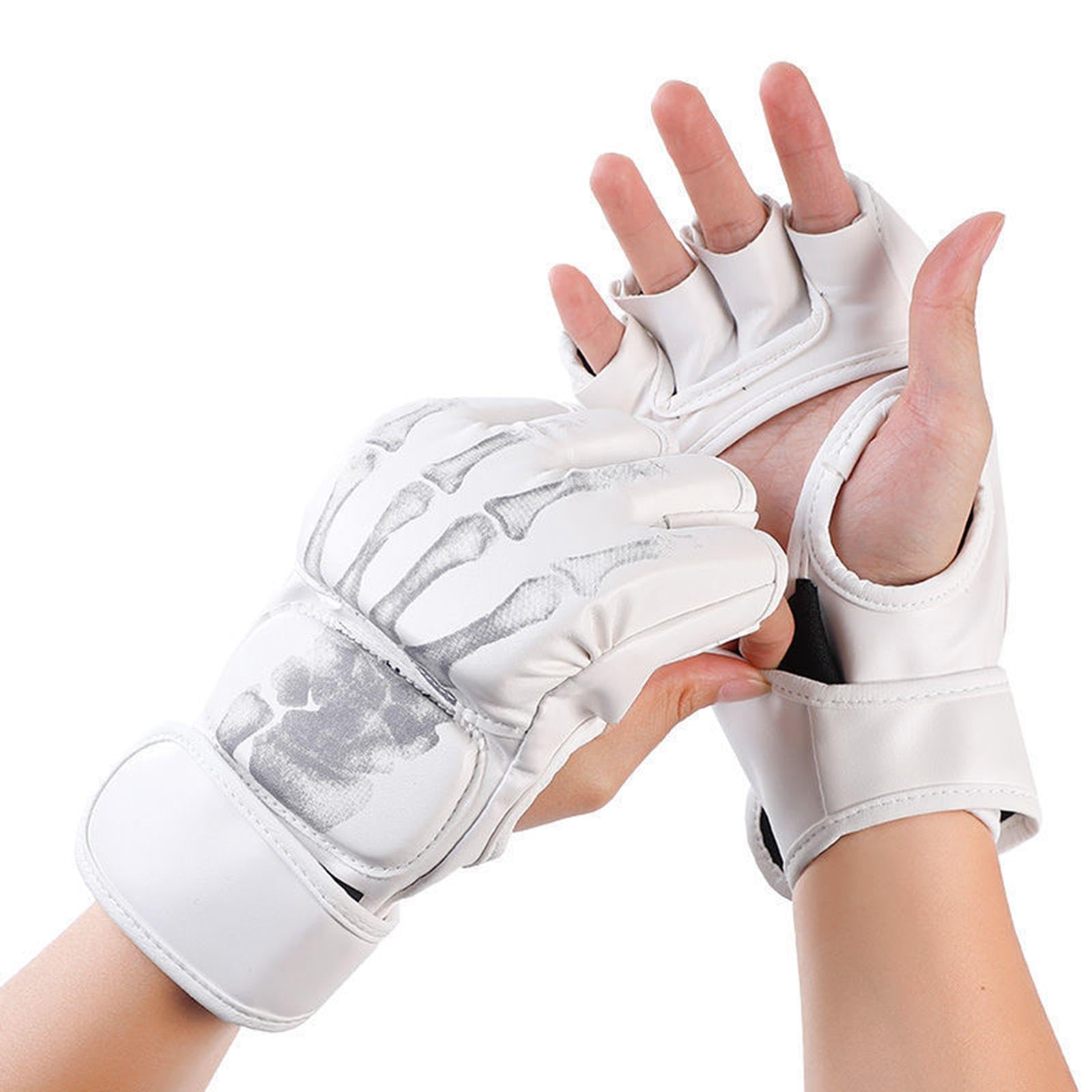 Boxhandschuhe Trainingshandschuhe Kampfsporthandschuhe Schutzhandschuhe mit Halbfinger Design Aus Pu Und Polsterung für Sparring Und Fitness.,