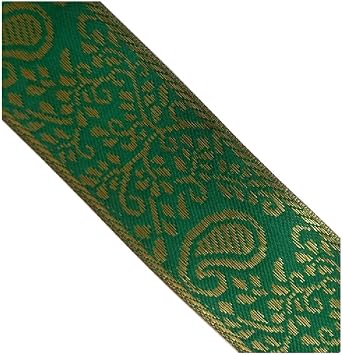 KVR Polyester Silk Brocade Jacquard Craft Trim Sewing Embroidery Decoration Ribbon Lace Garment Dress Skirt Wedding Party 114-1.50 inch Wide, 6 Yard in roll