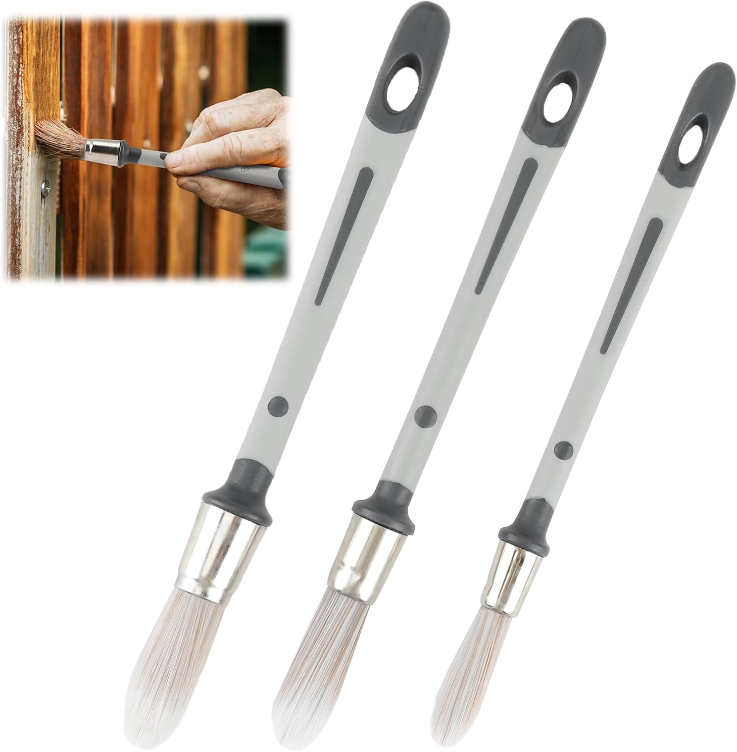 3pcs Small Paint Brush Set,0.45/0.6/0.7 inch Paint Brushes for Walls