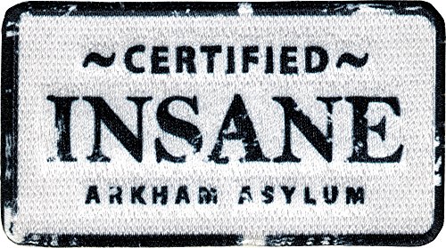 Batman Certified INSANE Arkham Asylum Sign Uniform Animated Movie TV Series Costume Embroidered Emblem applique iron on patch