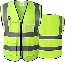 High Visibility Safety Vest for Men and Women, Cycling Vest with Zip, Reflective Vest, Work Vest, Yellow