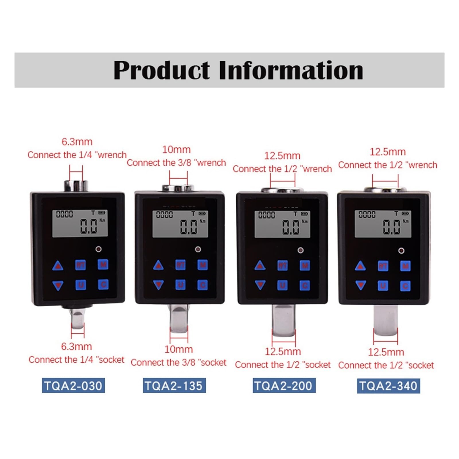 Dinamometrica Digital, Medidor de Torque Digital 0.3-340 NM Adaptador de medidor de Torque Ajustable Llave de torsión electrónica Profesional Herramientas de reparación de inspección(2-200N.m)