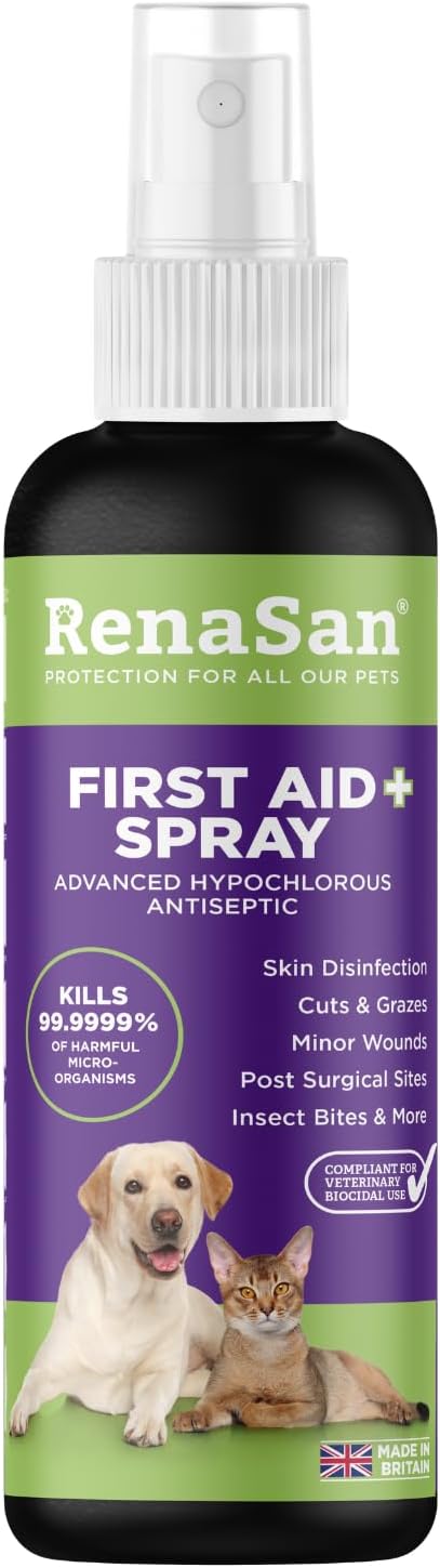 Animal First Aid Spray (100ml) – Wound Disinfection, Kills Bacteria & Stops Itching, Alcohol-Free, Non-irritating, for Dogs, Cats & all other animals.