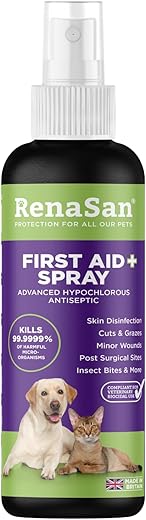 RenaSan Animal First Aid Spray (100ml) – Fights infection, kills bacteria & stops itching, Veterinary-grade skin protection, Alcohol-Free, Non-irritating, for Dogs, Cats & all…