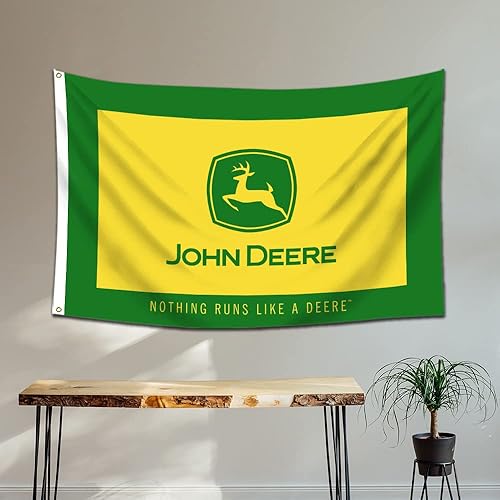 Miniatura 3 de Bandera de John Deere - Nada corre como un ciervo (3 x 5 pies, doble cara de 3 capas) poliéster 150D en azul hombre cueva con ojales de latón