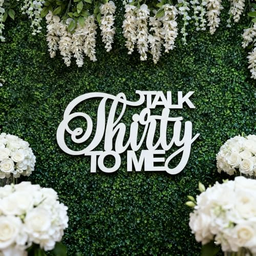 Wooden Talk Thirty to Me Birthday Backdrop for Her Happy 30th Birthday Wall Sign for Wedding Anniversary Party Decorations Supplies