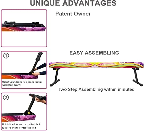 Miniatura 3 de Haz de equilibrio de gimnasia ajustable y plegable de 8 pies, equipo de gimnasio en casa, fácil montaje y almacenamiento, no requiere herramientas,