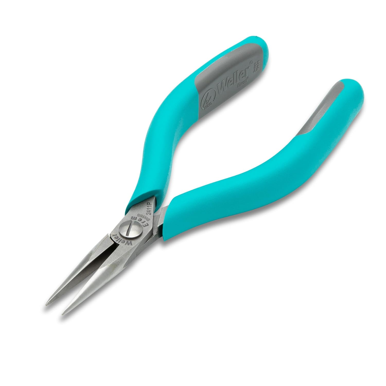"Weller Erem 2400 MagicSense Steel Fine Point Needle Nose Plier, Smooth Jaw, 5"" Length, Ergonomic Handle" (2411P)