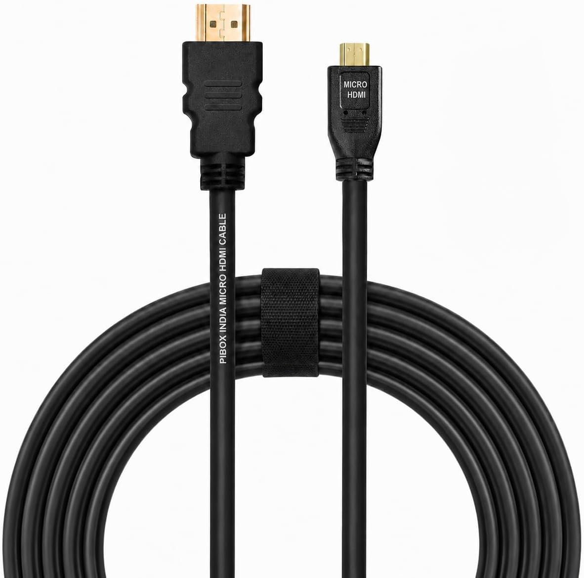 PiBOX India,Micro HDMI to HDMI Cable,4K 60Hz,1.5Mtr 5ft,Adapter Ethernet Audio Return Compatible for Raspberry Pi 4 RPI,Pi 400,GoPro Hero 7,Sony A6000 A6300 Camera,Nikon B500-NOT MINI DP/NOT MICRO USB