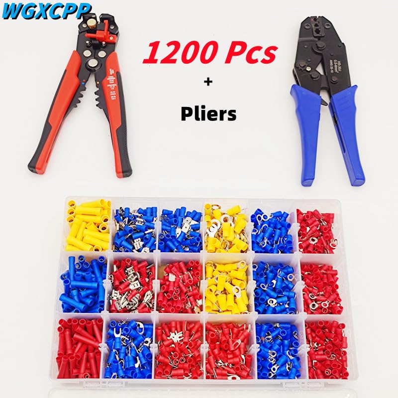 1200 PCS Boxed,Insulated Crimp Terminal Kit,U/O Male Female Splicing Termination,Electrical Connector,Cable Termination Pliers - (Color: 1PCS HS - 30J)