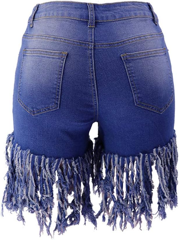 Weigou Women Denim Shorts High Waisted Tassels Summer Stretchy Frayed Raw Hem Short Jeans Clubwear Jeans Short - Image 5