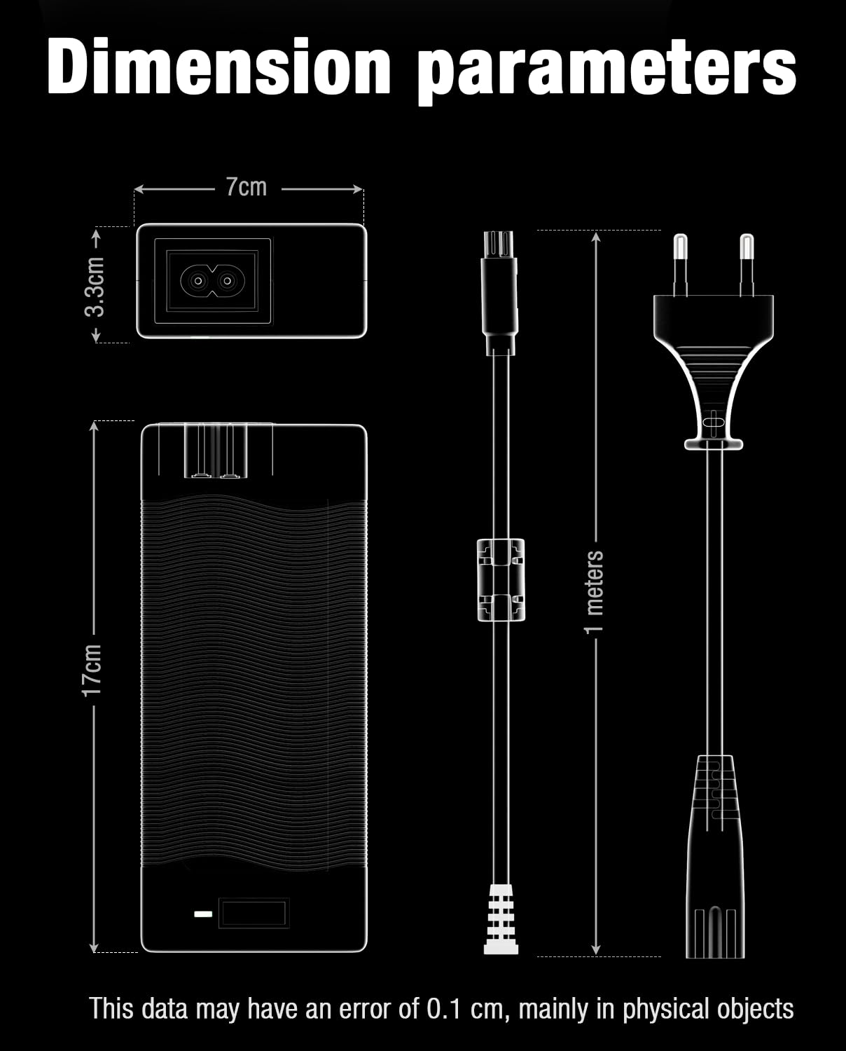 Cargador Compatible con Inmotion S1/L9 E-Scooter, Fuente de Alimentación de 63V 1.8A para Batería de Litio de 54V, Conector de 3 Clavijas, Adaptador de Cargador de Batería de Litio Original