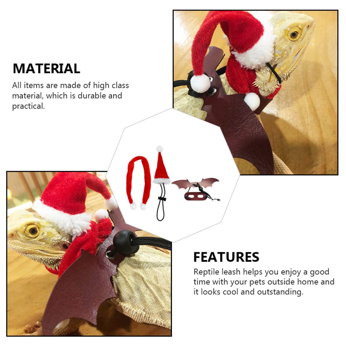 SUPVOX 5sets Accessori Per Rettili Guinzaglio Per Lucertole Cappello e Sciarpa Kit Per Festive e Decorazioni Domestici
