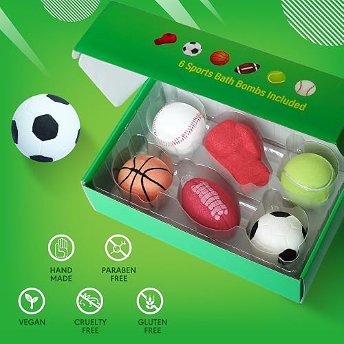 Miniatura 5 de HZEX - Bombas de baño, grandes bombas de baño orgánicas deportivas con 6 temas diferentes y 6 aromas diferentes para hombres, niños, mujeres, niños,