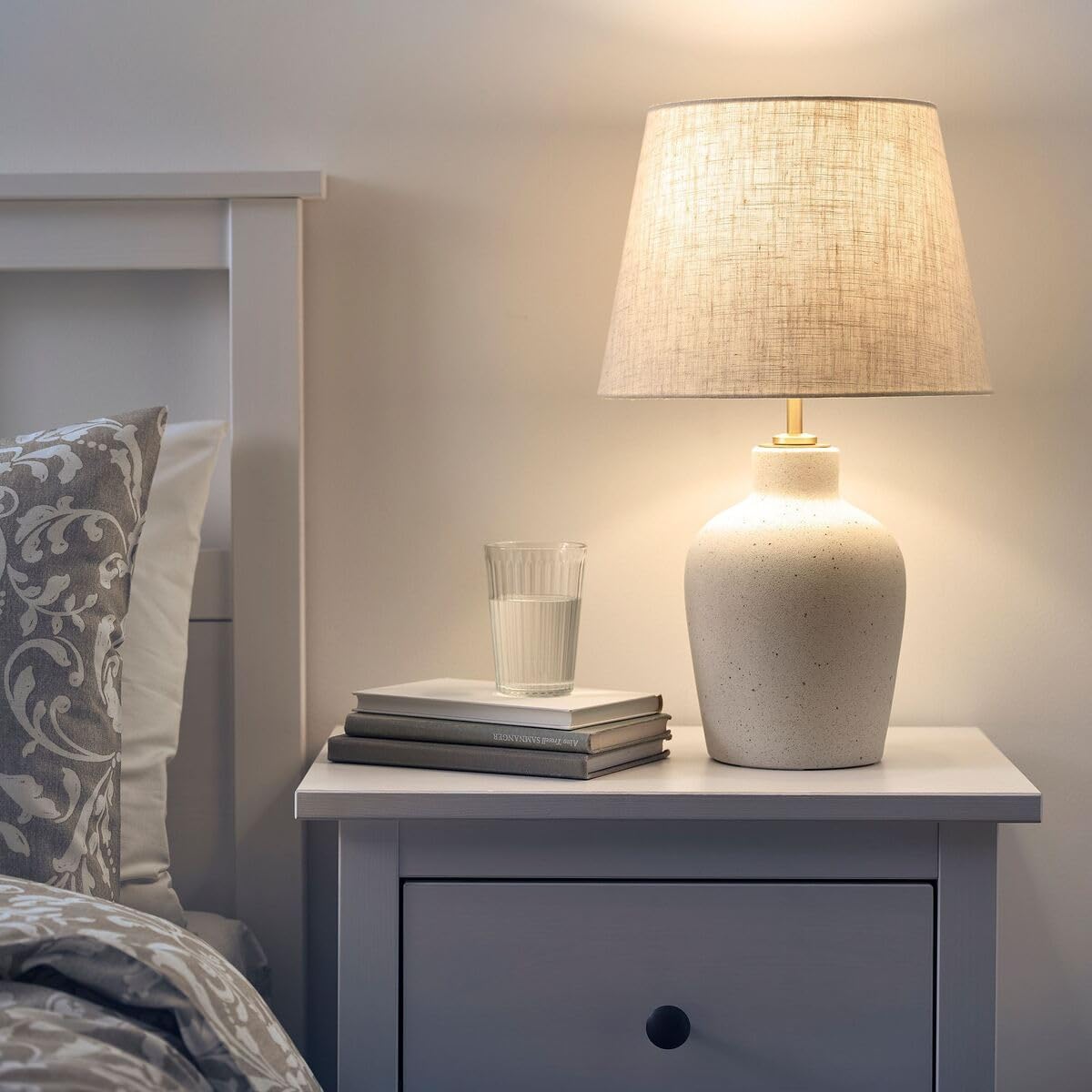 IKEA BLIDVÄDER Tischleuchte, Elfenbeinweiß Keramik/Beige, 50 cm Höhe