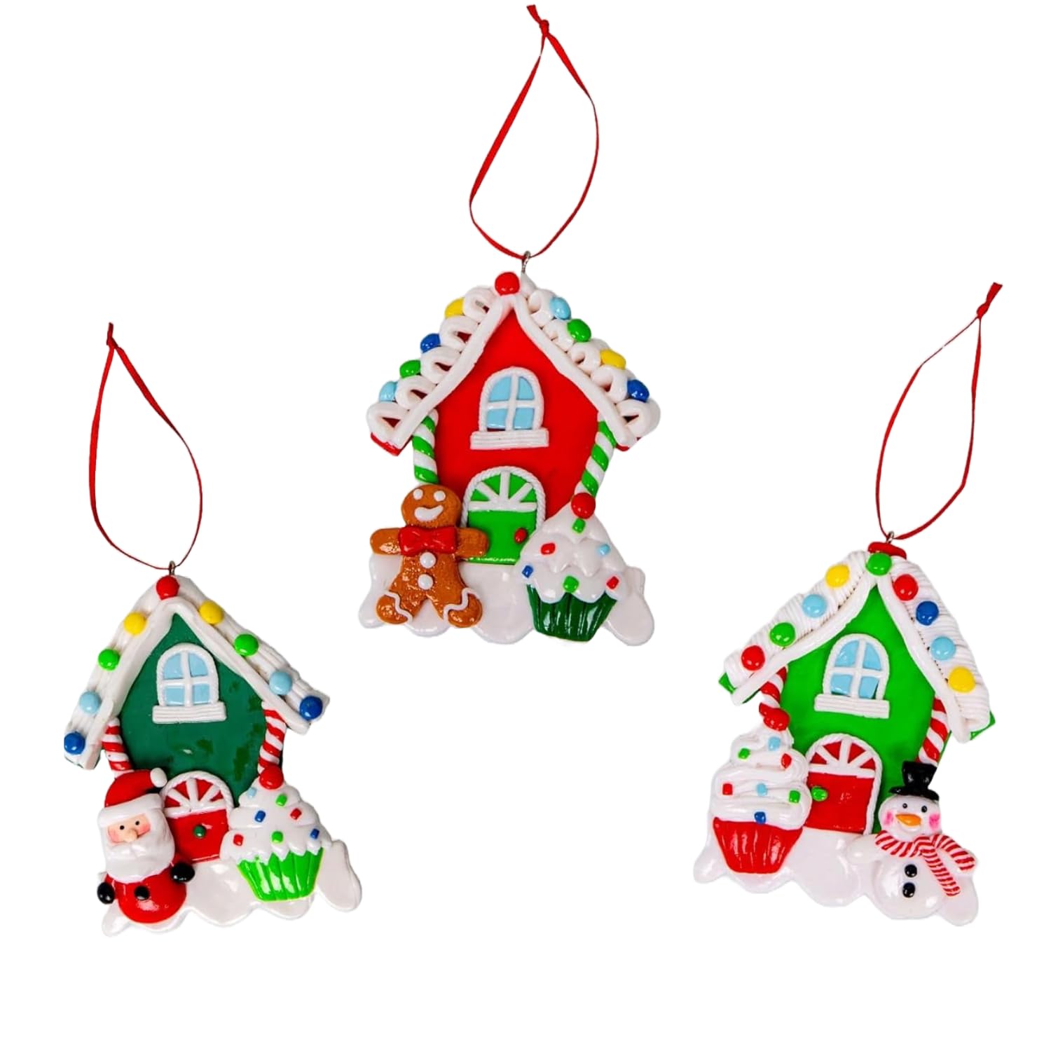 Shatchi Unisex Multicolor Christmas Tree Hanging Decorations 3Pcs Homes