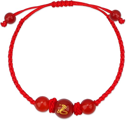 ABTOLS 2025 Chinese New Year Snake Bracelets FU Character Beads Strand Bracelet B0DK1841WY
