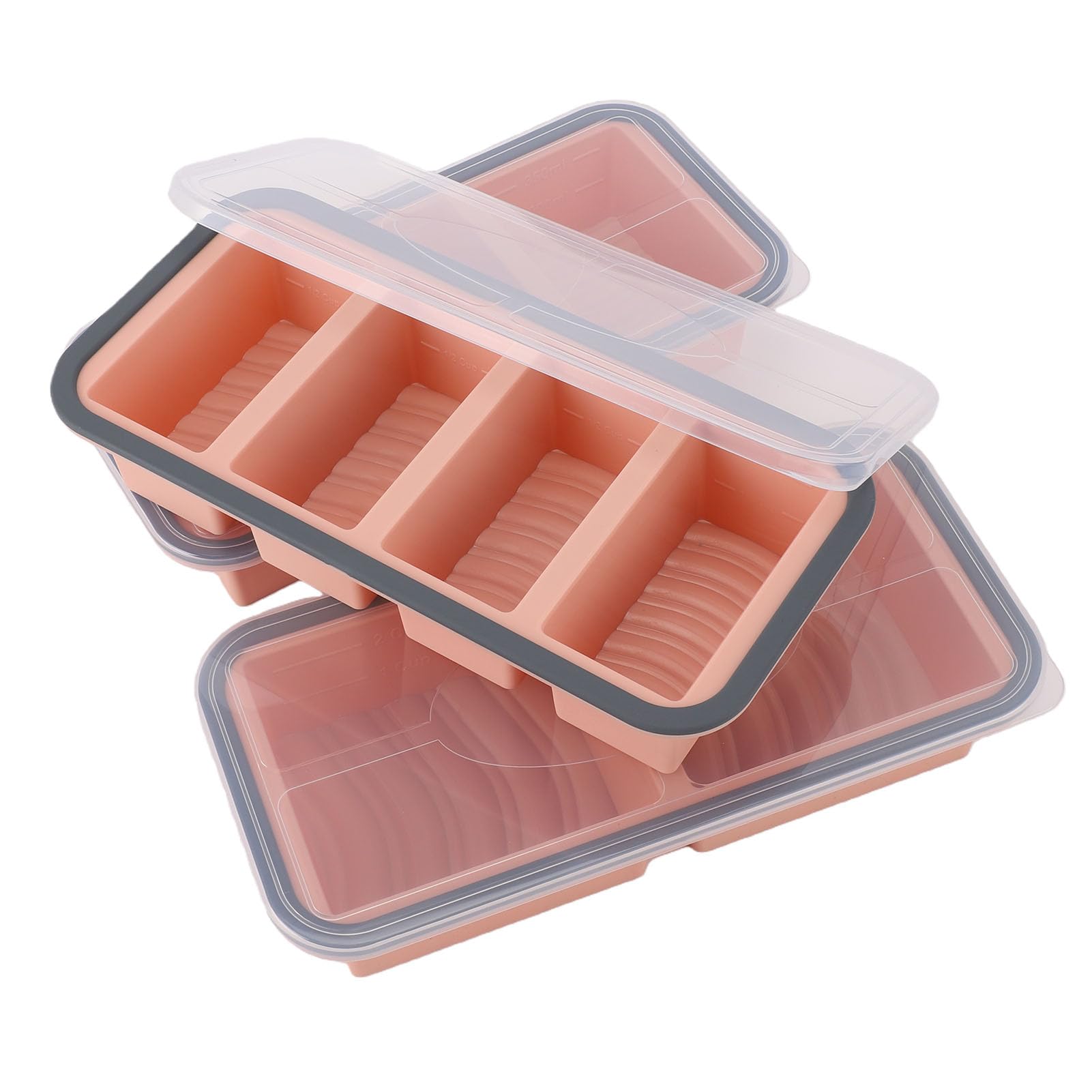 Yosoo Health Gear Set da 3 Vaschette per Ghiaccio in Silicone con (rosa