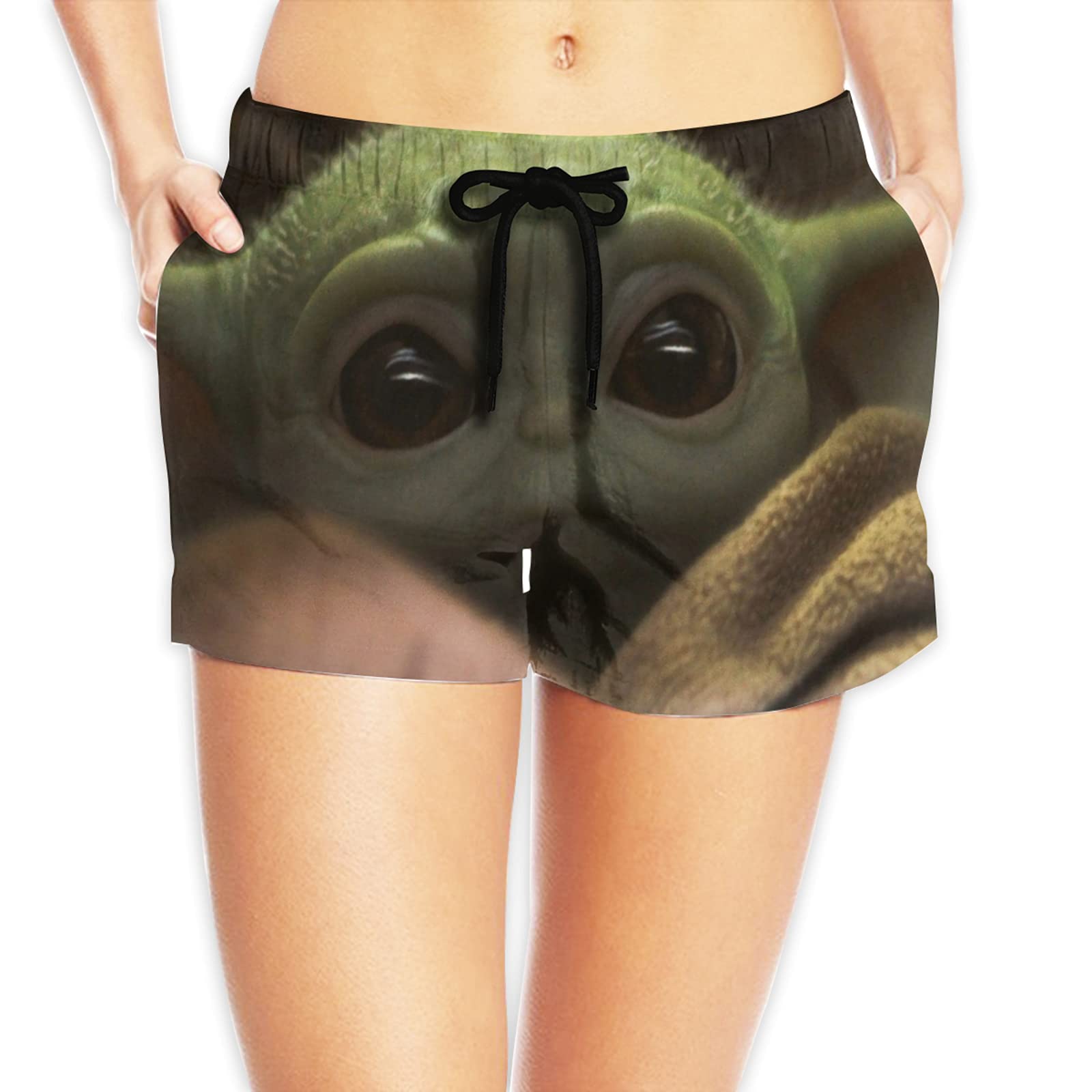 DHFDH Baby Star Yoda Wars Women Beach Shorts, Swim Trunks Casual Surf Short Quick Dry Board Shorts Yoga Hawaiian Shorts Casual Home Wear Womens Pajamas.