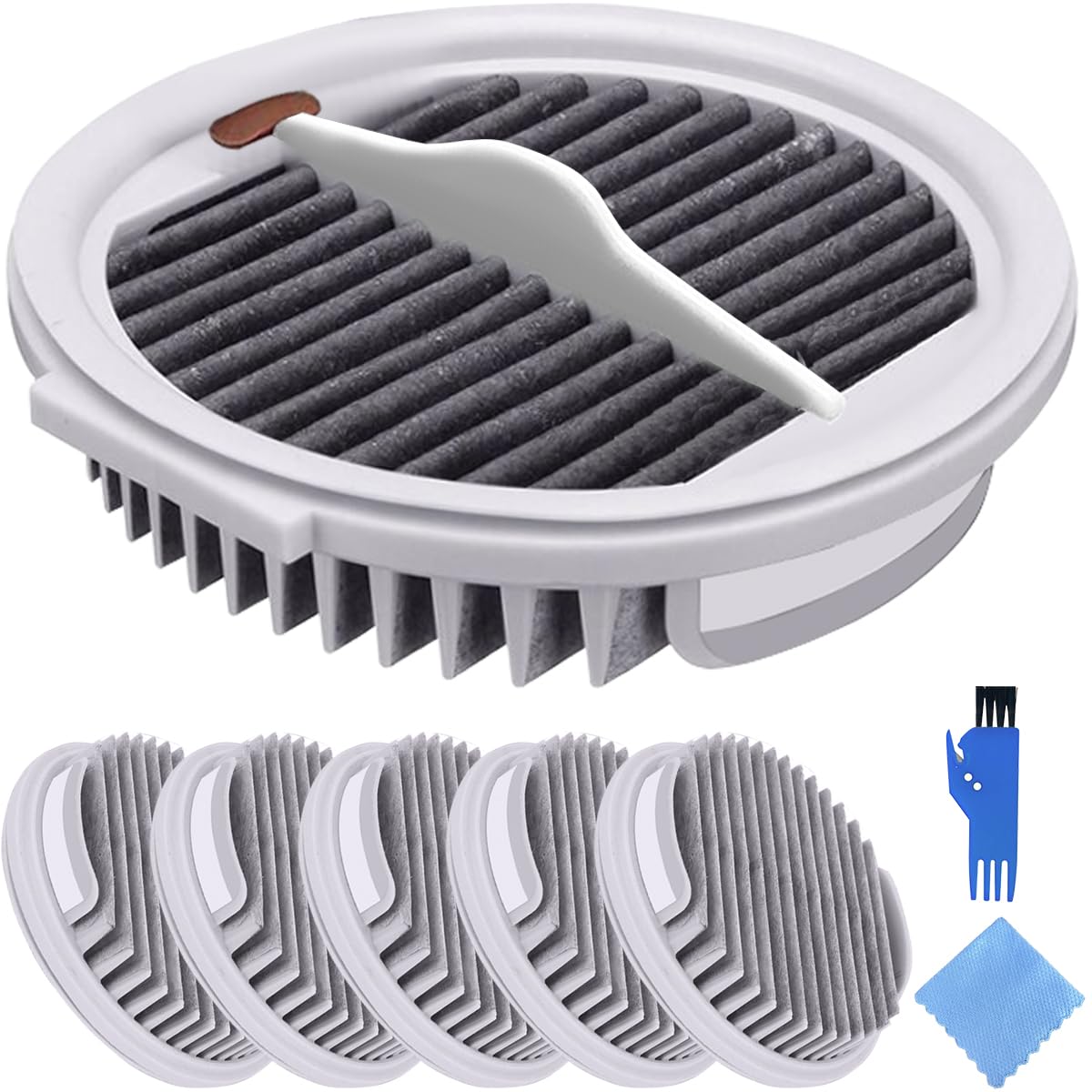 HEPA Filter for Xiaomi Roidmi X20 / X30 / X30 Pro / S2 / F8 Pro Handheld Wireless Vacuum Cleaner, Replacement Parts Efficient Hepa Filters Washable accessories with Cleaning Tools (6Pcs)