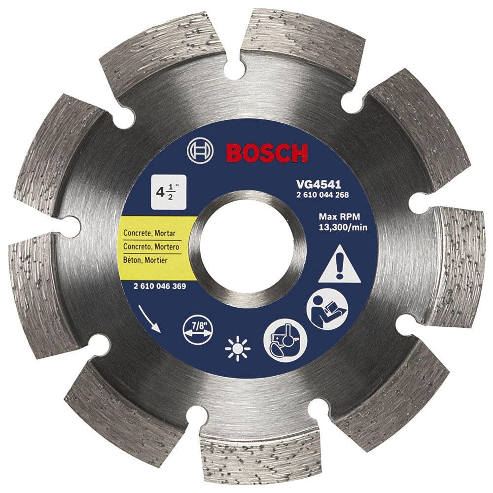 Bosch VG4541 4-1/2 in. Segmented Rim V-Groove Diamond Blade for Universal Rough Cuts