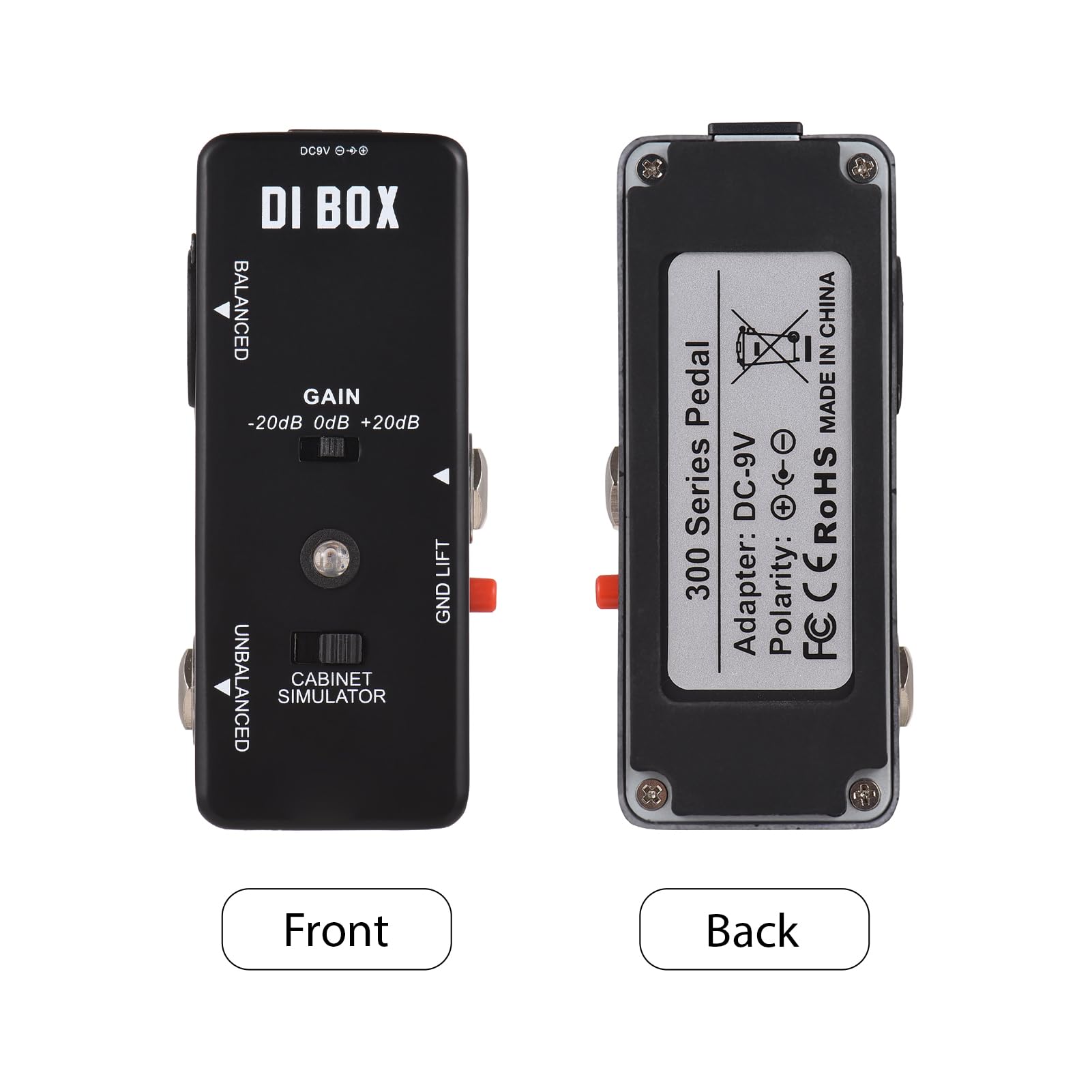 Pedale per Chitarra DI Box, Mini Pedale per Effetti a Distorsione Ultra Bassa, Simulatore DI Cabinet con Interruttore DI Guadagno, Ideale per Chitarra Elettrica e Basso, Uscita Sbilanciata