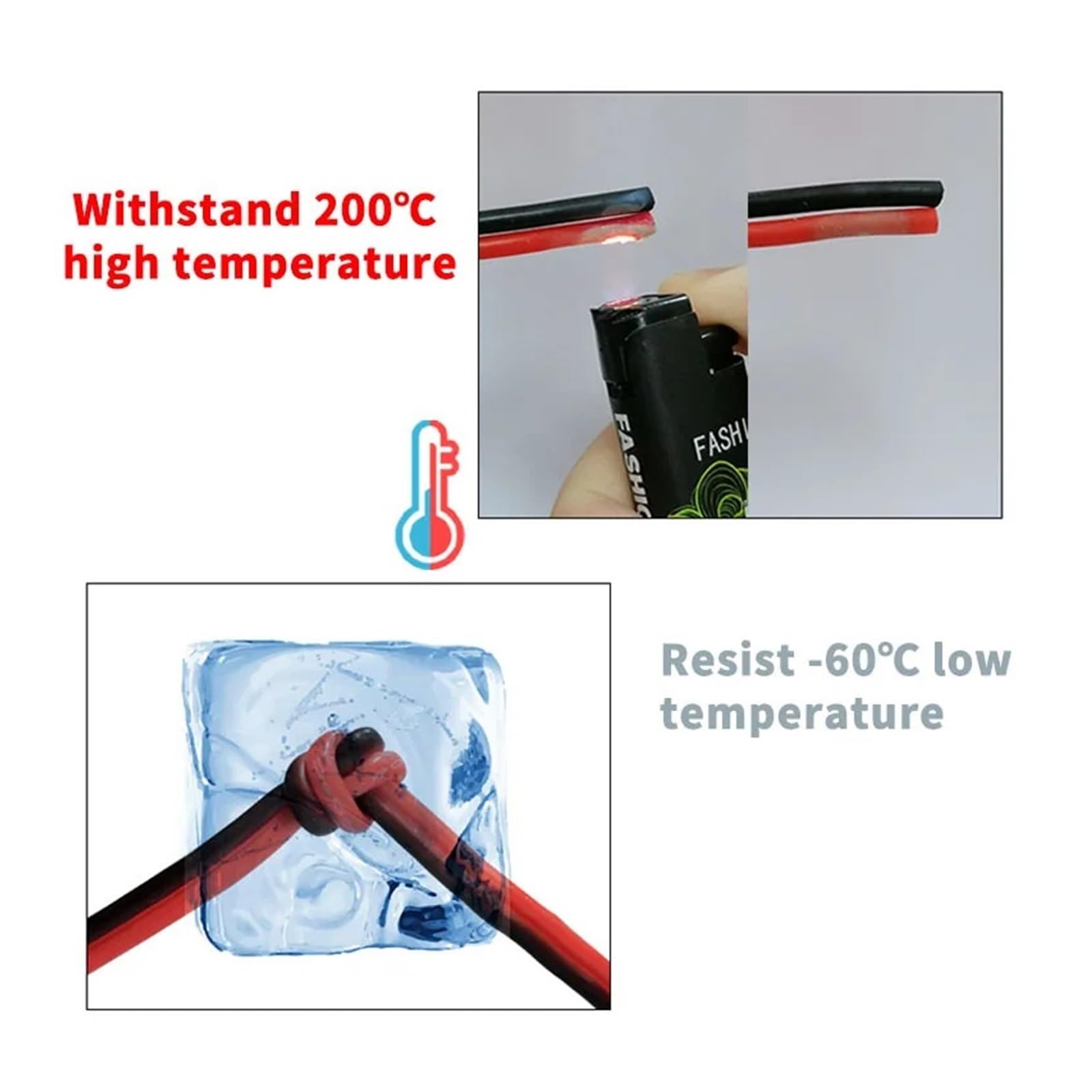 Cable eléctrico resistente a altas temperaturas, Cable de silicona 2 pines 8-20 AWG Alambre trenzado cobre estañado alta temperatura(50m,14 AWG - 2.0mm2)