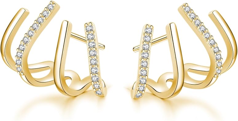 SLUYNZ Solid 925 Sterling Silver Claw Earrings Huggie for Wome Half Hoop Earrings Cuff Earrings Wrap