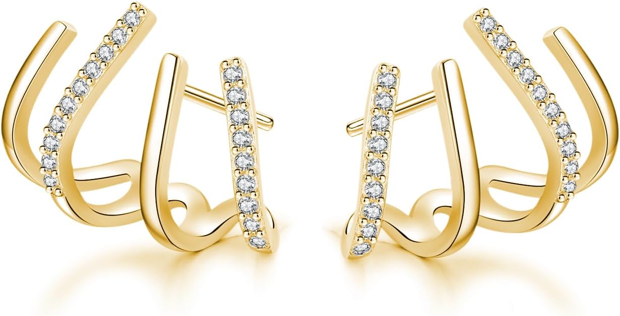 SLUYNZ Solid 925 Sterling Silver Claw Earrings Huggie for Wome Half Hoop Earrings Cuff Earrings Wrap