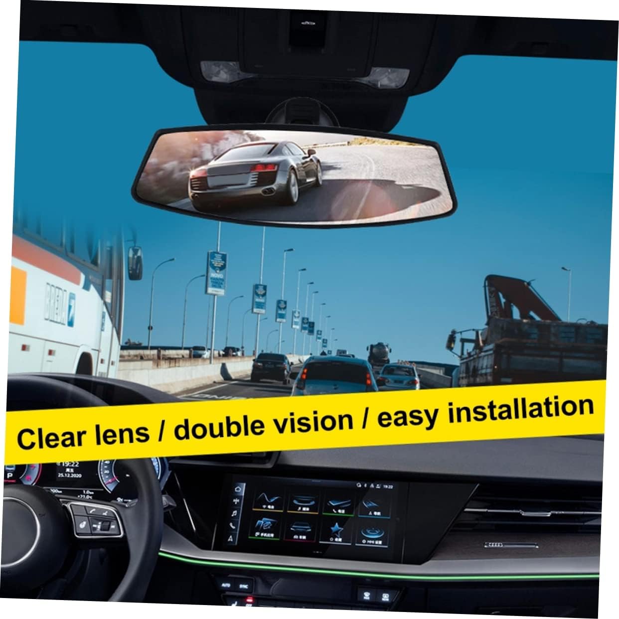 Rearview Mirror Wide View Interior Auto Mirror for Cars Suvs and Trucks Durable Lightweight Easy Installation