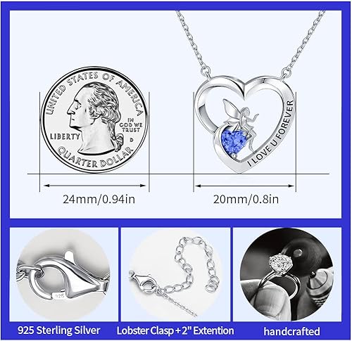 Vista 7 de Trendolla Girl's Heart Pendant Necklace Sterling Silver Jewelry Gift for Girlfriend Daughter