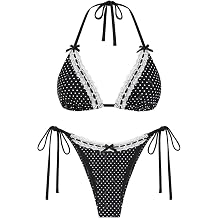 seamoly Contrast Binding Textured Halter Triangle Tie Side Bikini Set