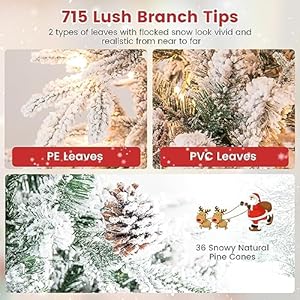 Goplus6ftprelitsnowflockedchristmastreeartificialhingedxmastreewith210warmwhiteincandescentlights715branchtipsnaturalpineconesmetalstandforholidayofficehomedecor Urban Country Home Decor Goplus 6ft pre lit snow flocked christmas tree artificial hinged xmas tree with 210 warm white incandescent lights 715 branch tips natural pinecones metal stand for holiday office home decor urban country home decor