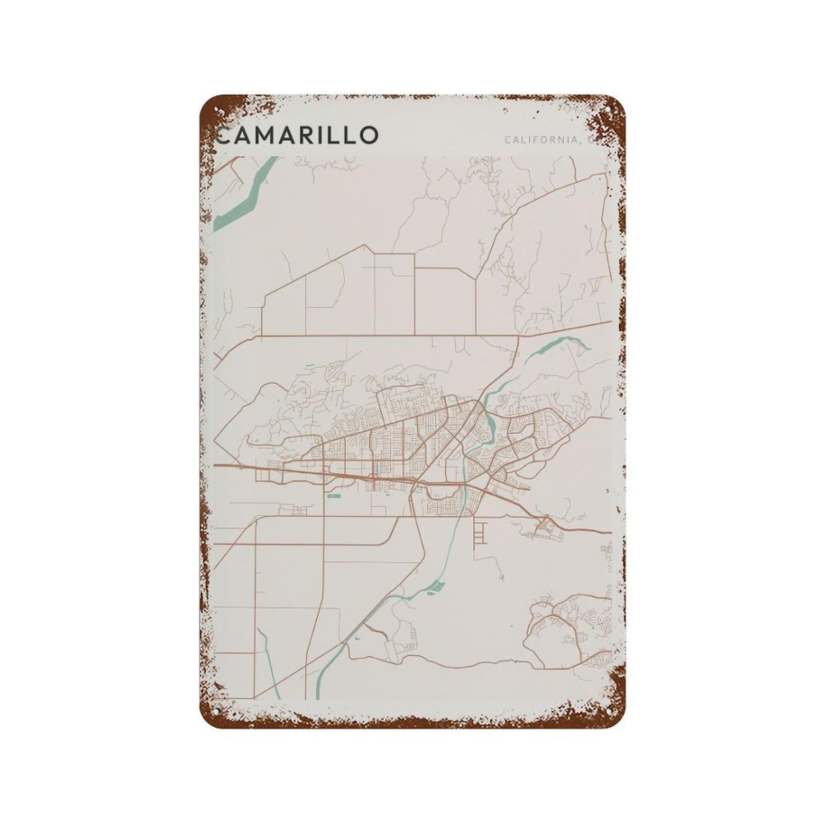 xiaoxiaoshen Camarillo Map California Travel Gift Farmhouse Decor for Parent (2) Wall Decor Art Metal Tin Poster Modern Home Decor Art Home Bar Shop Decorations Vintage Sign 30x20cm